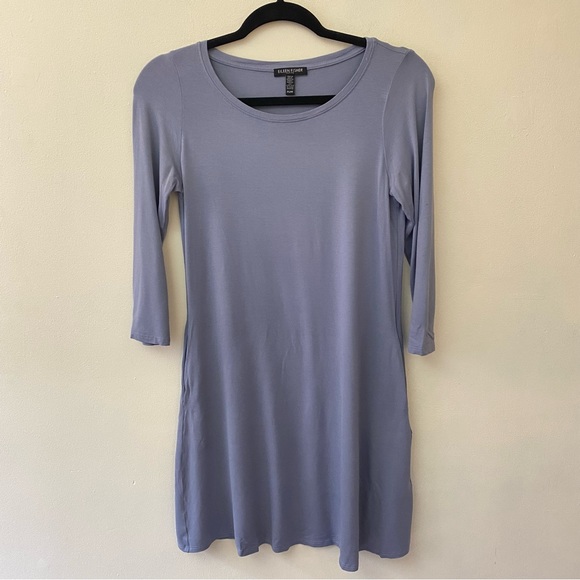 Eileen Fisher scoop neck 3/4 sleeve t’shirt dress with pockets size petite - Picture 1 of 9